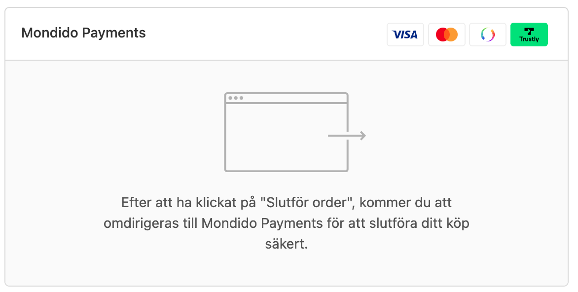 Mondido betalsätt i Shopify-kassan